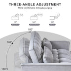 Modern Velvet Loveseat Futon Sofa Couch Pullout Bed, Small Love Seat Lounge Sofa w/Reclining Backrest, Toss Pillows, Pockets