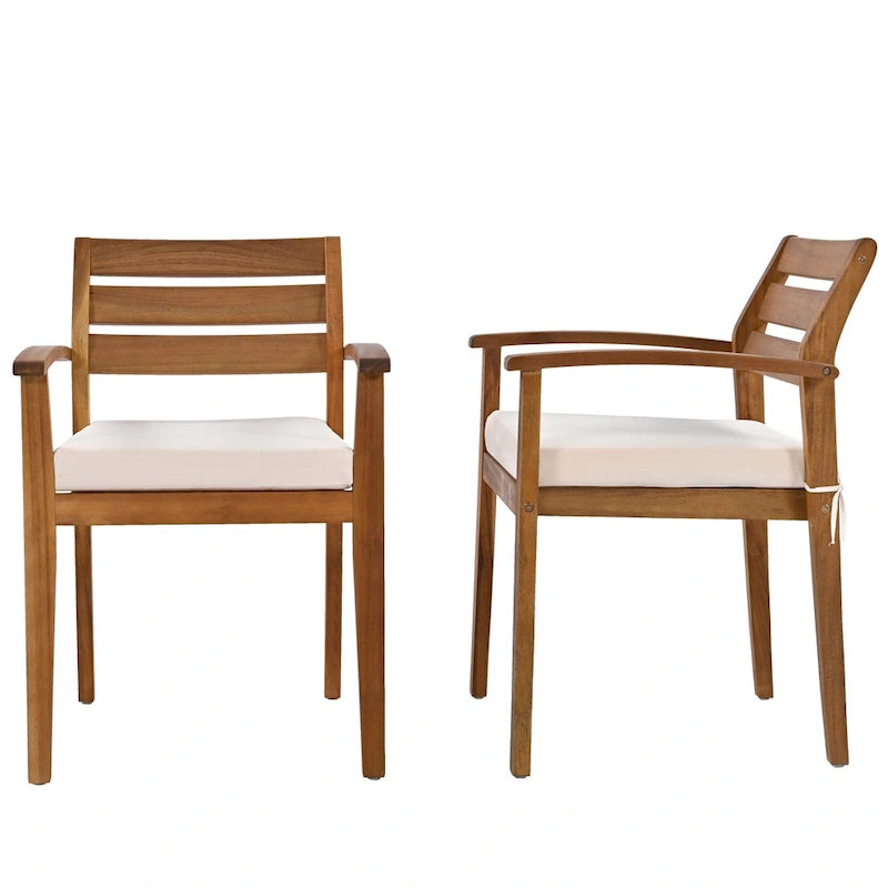 Outdoor Wood Dining Set For 7-8 Person with Removable Cushions, Ergonomic Chairs & Bench