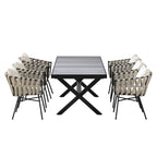 Iron Frame 7-Pieces Outdoor Dining Table with 6 Single Chairs