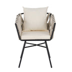 Iron Frame 7-Pieces Outdoor Dining Table with 6 Single Chairs
