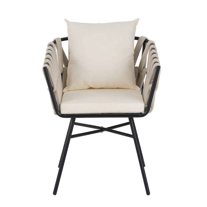 Iron Frame 7-Pieces Outdoor Dining Table with 6 Single Chairs