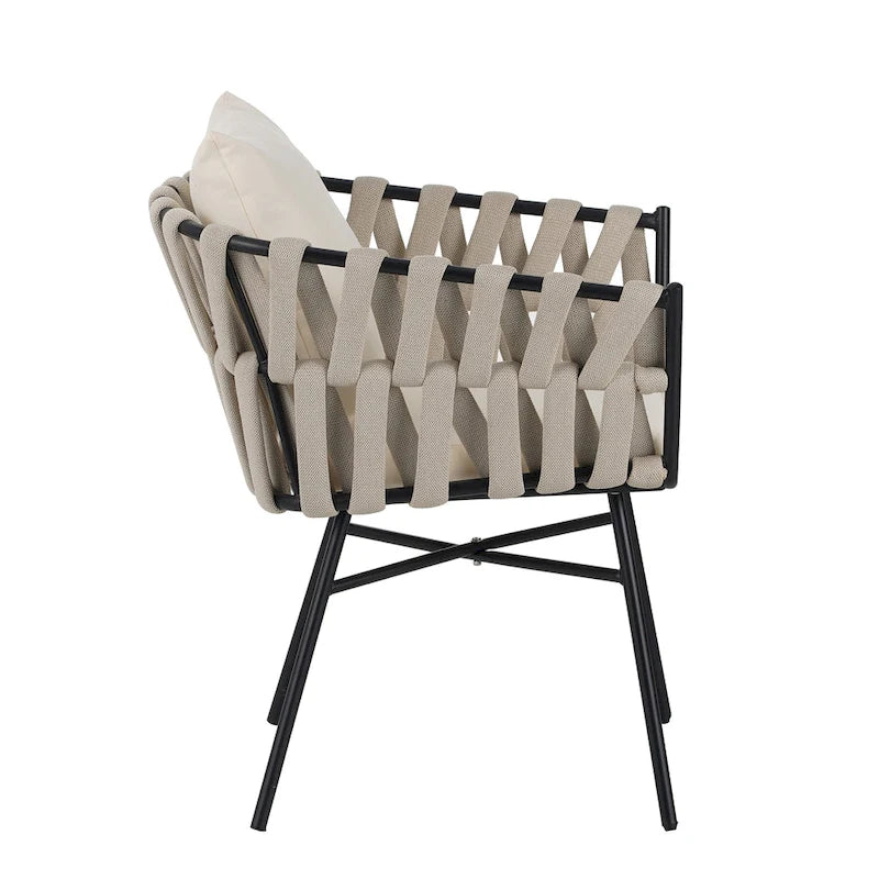 Iron Frame 7-Pieces Outdoor Dining Table with 6 Single Chairs