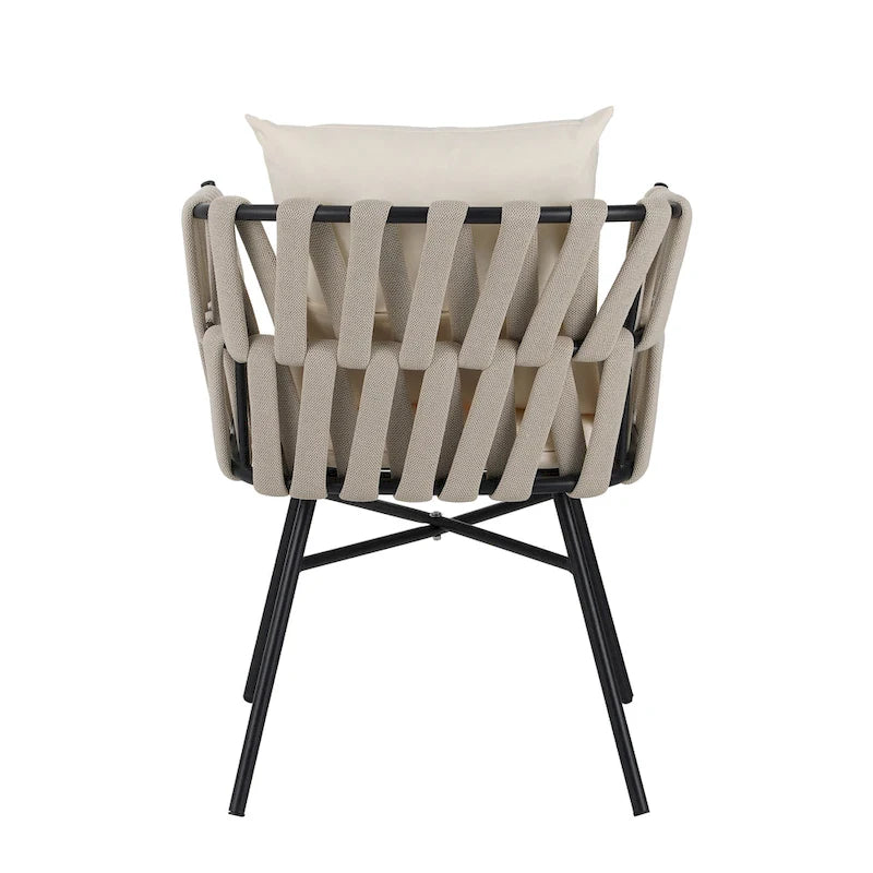 Iron Frame 7-Pieces Outdoor Dining Table with 6 Single Chairs