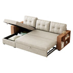 GDFStudio - Vinnas Convertible Sectional Sofa with Pull-Out Bed and Hidden Storage Chaise