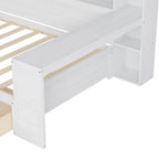 Wooden Full Size Daybed with Storage Shelves, Two Drawers & Study Desk,Antique White