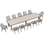 PURPLE LEAF Dining Set Patio Metal Rectangular Table and Wicker Rattan Chairs for Outside Porch Modern Outdoor Furniture Sets