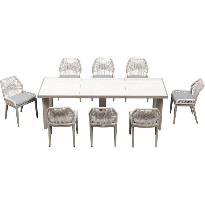 PURPLE LEAF Dining Set Patio Metal Rectangular Table and Wicker Rattan Chairs for Outside Porch Modern Outdoor Furniture Sets
