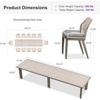 PURPLE LEAF Dining Set Patio Metal Rectangular Table and Wicker Rattan Chairs for Outside Porch Modern Outdoor Furniture Sets