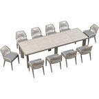 PURPLE LEAF Dining Set Patio Metal Rectangular Table and Wicker Rattan Chairs for Outside Porch Modern Outdoor Furniture Sets