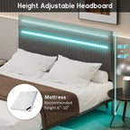 Roomfitters Full/Queen Size Floating Platform Bed Frame, Velvet Upholstery, Channel Tufted Headboard, No Box Spring Needed