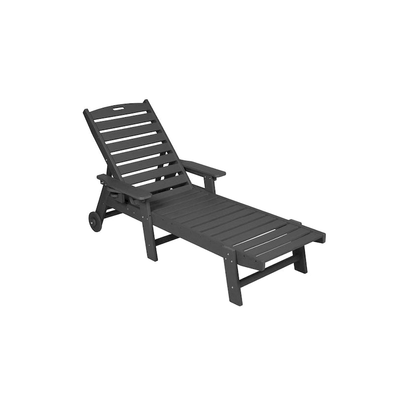 3-Piece Oversized Chaise Lounge Chair Set, All Weather Patio Lounge Chair with 5 Positions, Wheels & Cup Holder