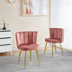 Velvet Dining Chairs with Gold Legs (Set of 2)
