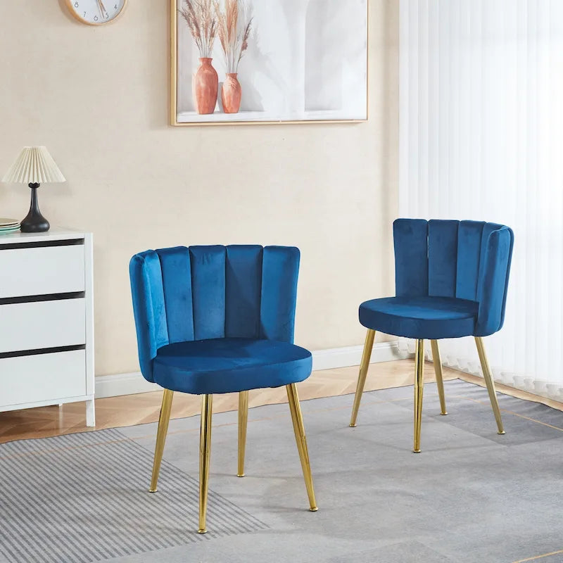 Velvet Dining Chairs with Gold Legs (Set of 2)