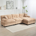 Divano Sezionale a L Trasformabile in Velluto Chenille da 120,87" con Pouf