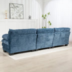 Divano Sezionale a L Trasformabile in Velluto Chenille da 120,87" con Pouf