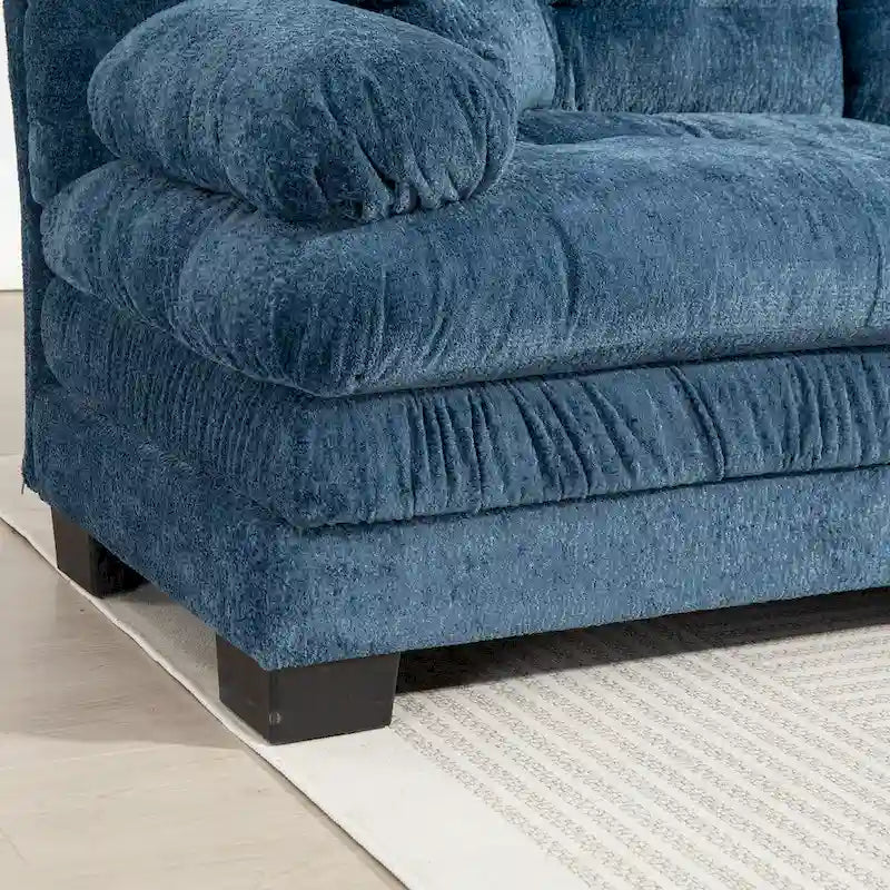 Divano Sezionale a L Trasformabile in Velluto Chenille da 120,87" con Pouf