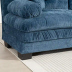 Divano Sezionale a L Trasformabile in Velluto Chenille da 120,87" con Pouf