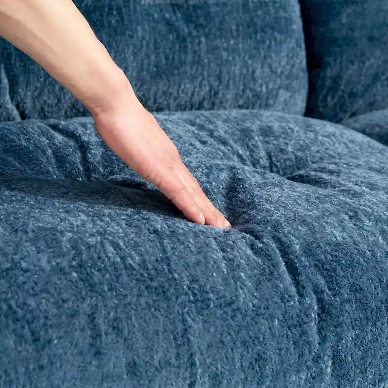 Divano Sezionale a L Trasformabile in Velluto Chenille da 120,87" con Pouf