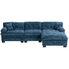 Divano Sezionale a L Trasformabile in Velluto Chenille da 120,87" con Pouf