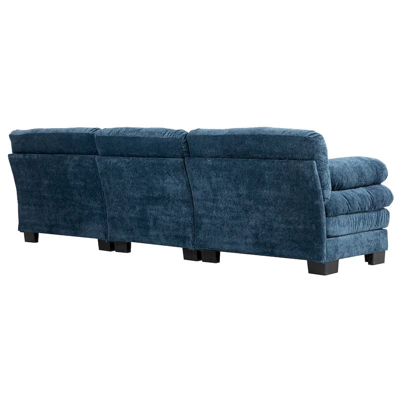 Divano Sezionale a L Trasformabile in Velluto Chenille da 120,87" con Pouf
