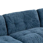 Divano Sezionale a L Trasformabile in Velluto Chenille da 120,87" con Pouf
