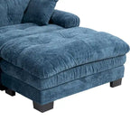 Divano Sezionale a L Trasformabile in Velluto Chenille da 120,87" con Pouf