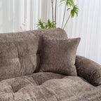 Divano Sezionale a L Trasformabile in Velluto Chenille da 120,87" con Pouf