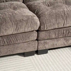 Divano Sezionale a L Trasformabile in Velluto Chenille da 120,87" con Pouf