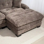 Divano Sezionale a L Trasformabile in Velluto Chenille da 120,87" con Pouf
