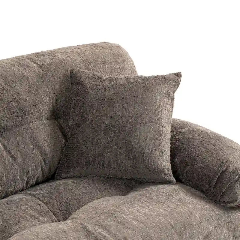 Divano Sezionale a L Trasformabile in Velluto Chenille da 120,87" con Pouf