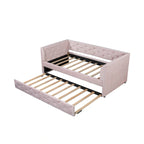 Twin Velvet Tufted Daybed with Trundle & Storage