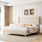 IDEALHOUSE Corduroy, Platform Bed with 51Tall Vertical Headboard