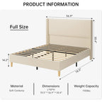 IDEALHOUSE Corduroy, Platform Bed with 51Tall Vertical Headboard