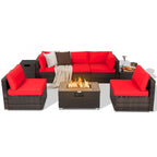 Costway 8PCS Patio Rattan Furniture Set Fire Pit Table Tank Holder - See Details