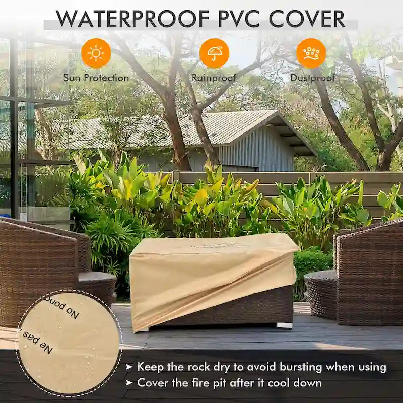 Costway 8PCS Patio Rattan Furniture Set Fire Pit Table Tank Holder - See Details