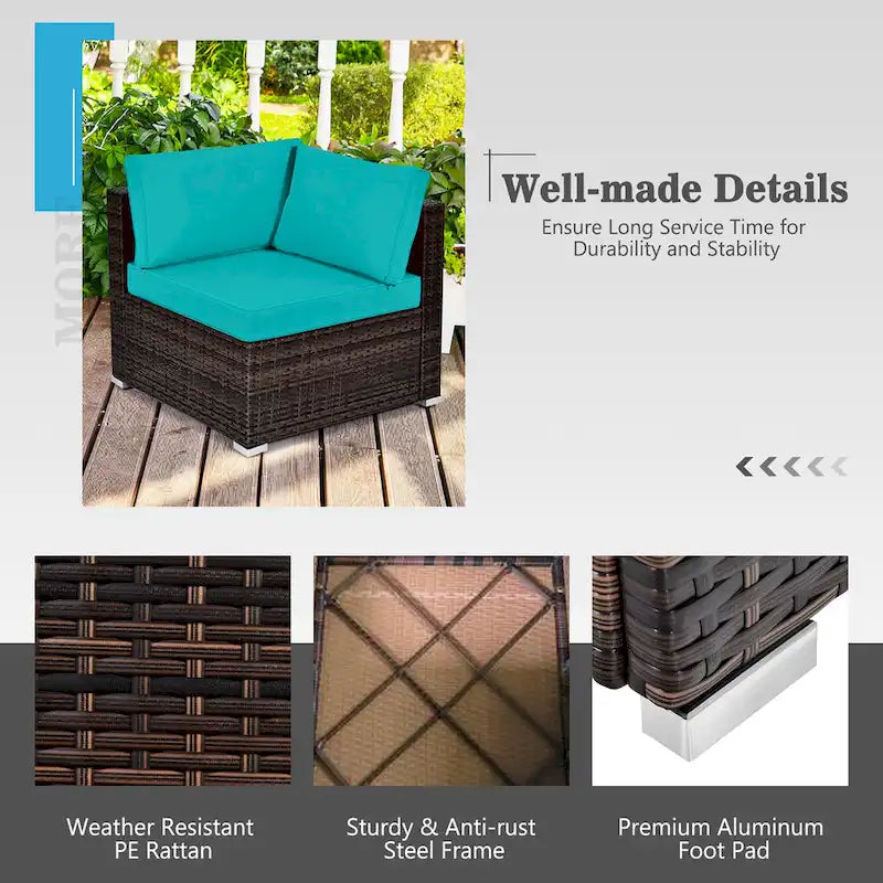 Costway 8PCS Patio Rattan Furniture Set Fire Pit Table Tank Holder - See Details