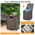 Costway 8PCS Patio Rattan Furniture Set Fire Pit Table Tank Holder - See Details