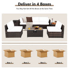 Costway 8PCS Patio Rattan Furniture Set Fire Pit Table Tank Holder - See Details