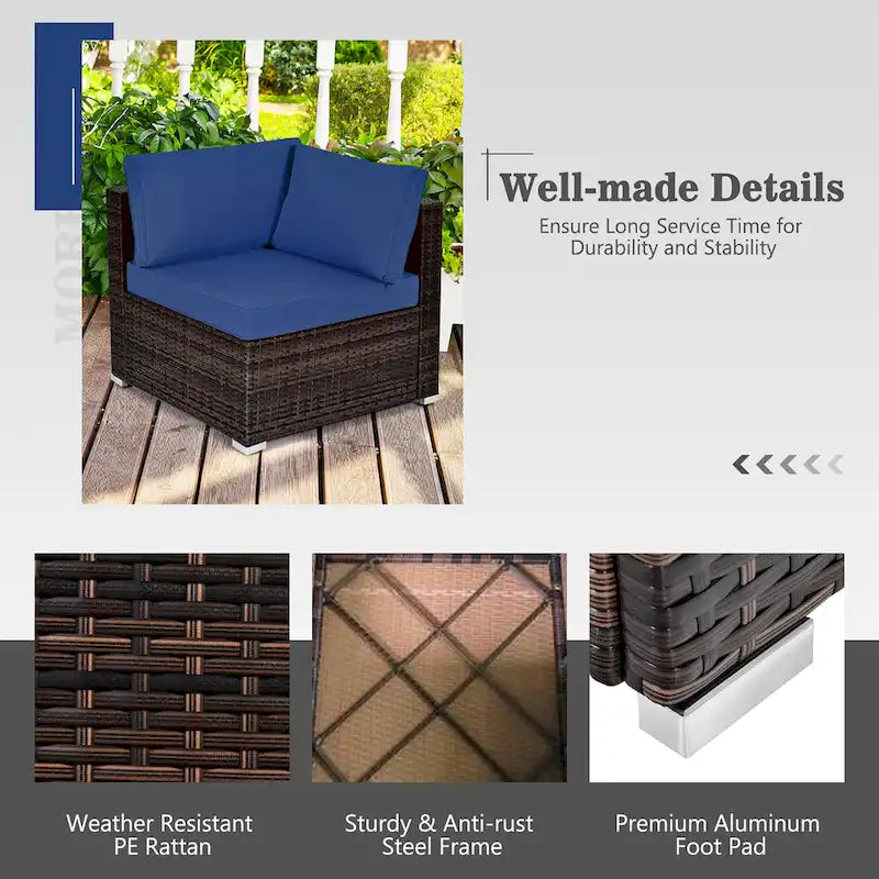 Costway 8PCS Patio Rattan Furniture Set Fire Pit Table Tank Holder - See Details