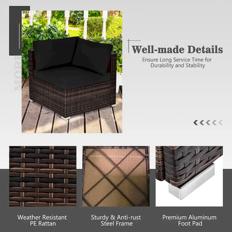 Costway 8PCS Patio Rattan Furniture Set Fire Pit Table Tank Holder - See Details