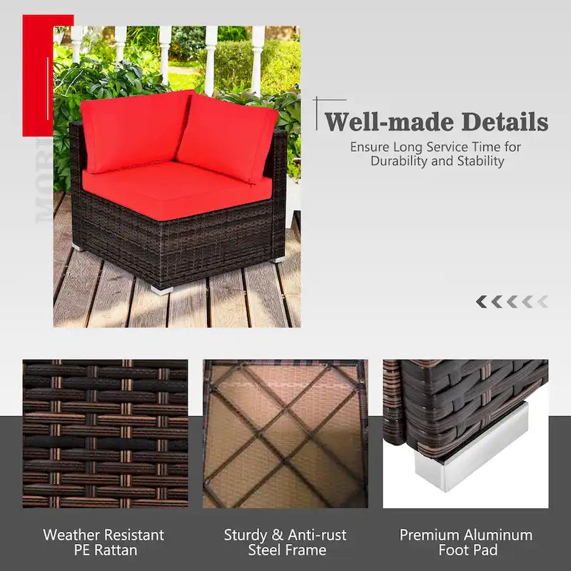 Costway 8PCS Patio Rattan Furniture Set Fire Pit Table Tank Holder - See Details