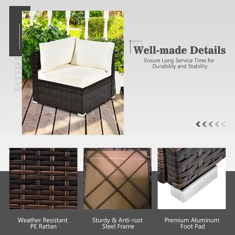 Costway 8PCS Patio Rattan Furniture Set Fire Pit Table Tank Holder - See Details