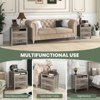 Gymax Nightstand w/ 2 Drawers Farmhouse Bed Side Table w/ Open Storage
