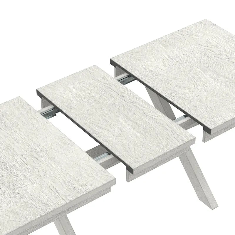 VECELO Set tavolo da pranzo con panca, tavolo da pranzo rettangolare allungabile in legno massello e 4 sedie da pranzo in legno massello
