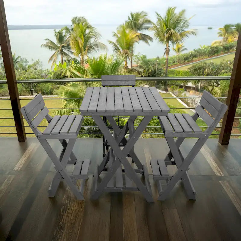 Set bar pieghevole da esterno a 3 pezzi completamente assemblato per tutte le stagioni Key West