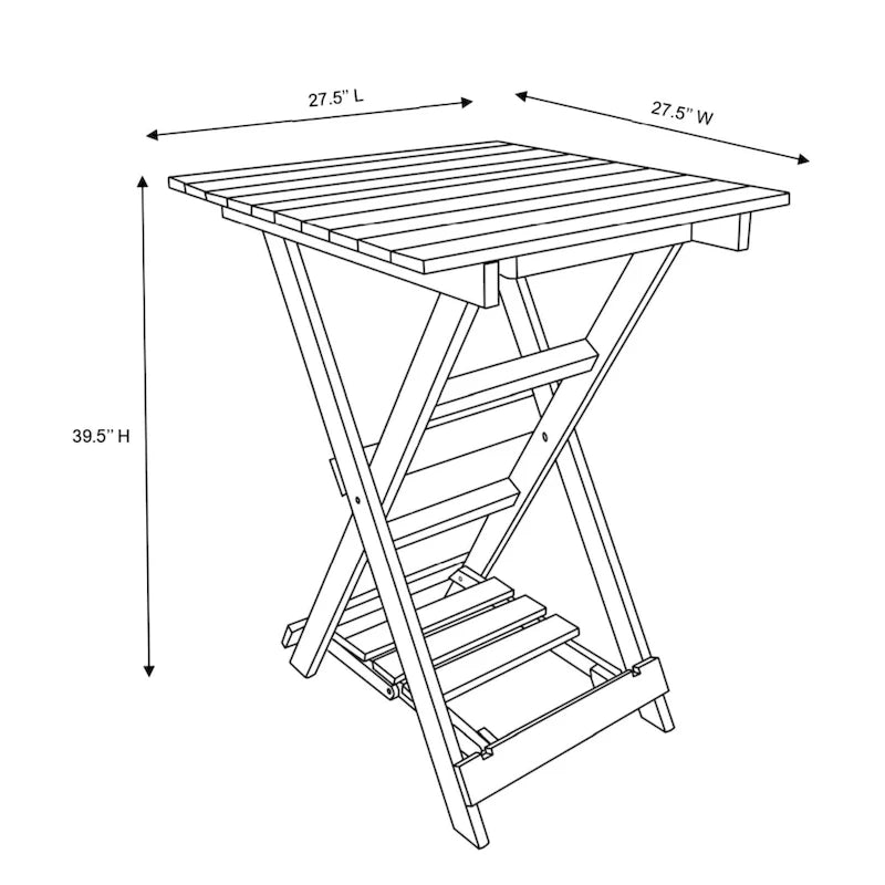 Set bar pieghevole da esterno a 3 pezzi completamente assemblato per tutte le stagioni Key West