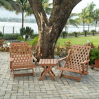 Aspen Fully Assembled All-Weather Outdoor Folding Lounge Chair and Table Set - 3-piece