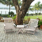 Aspen Fully Assembled All-Weather Outdoor Folding Lounge Chair and Table Set - 3-piece