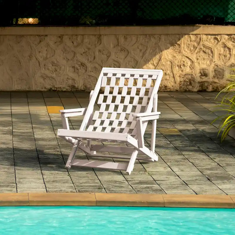 Aspen Fully Assembled All-Weather Outdoor Folding Lounge Chair and Table Set - 3-piece