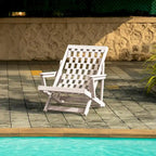 Aspen Fully Assembled All-Weather Outdoor Folding Lounge Chair and Table Set - 3-piece
